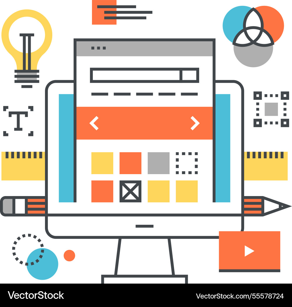 Web design flat line design concept Royalty Free Vector