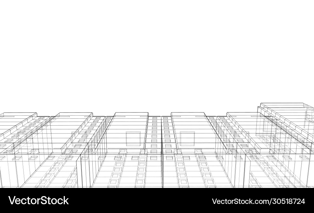 Wire-frame model a multi-storey building Wire-frame model a multi-storey building vector image