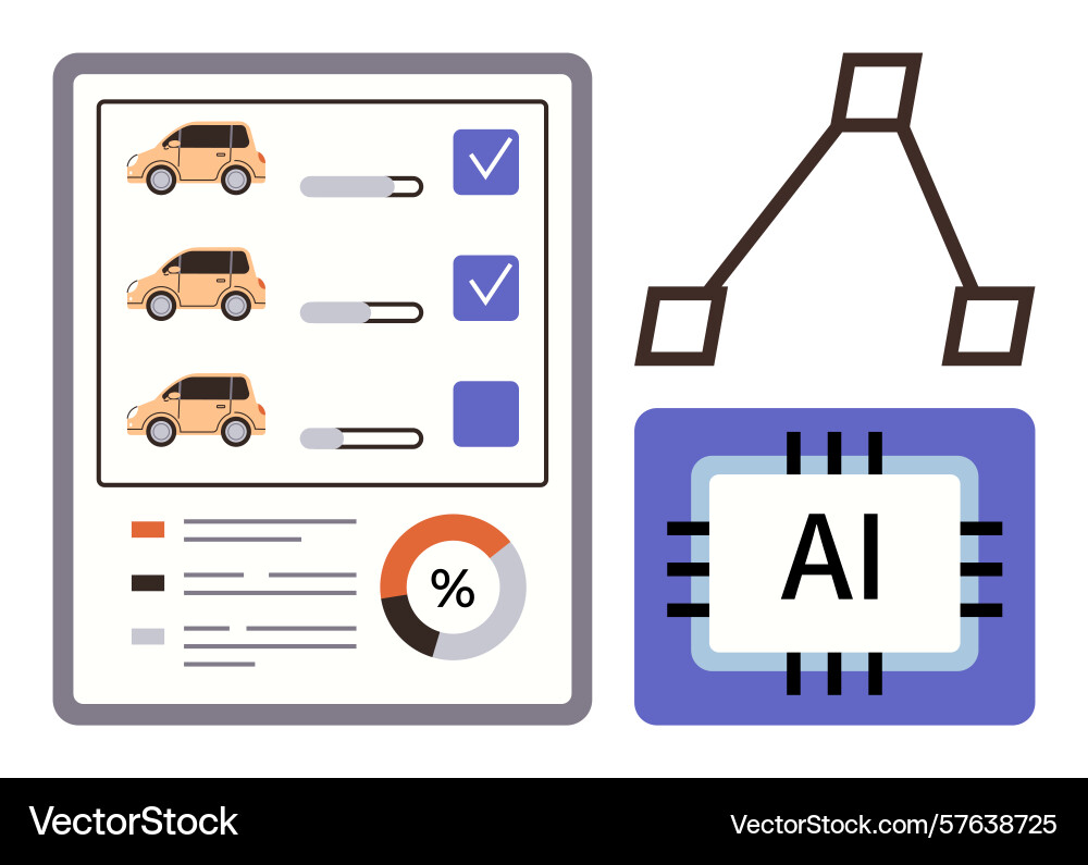 Ai-powered vehicle evaluation with checklist data vector image