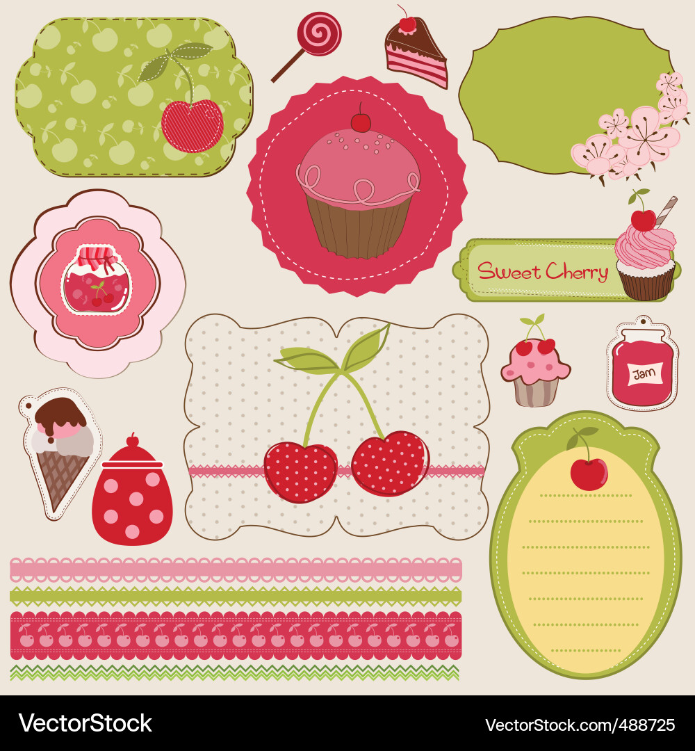 Cherry Celebration Elements Vector Image