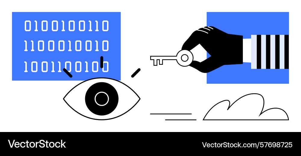 Data privacy protection concept with binary code vector image