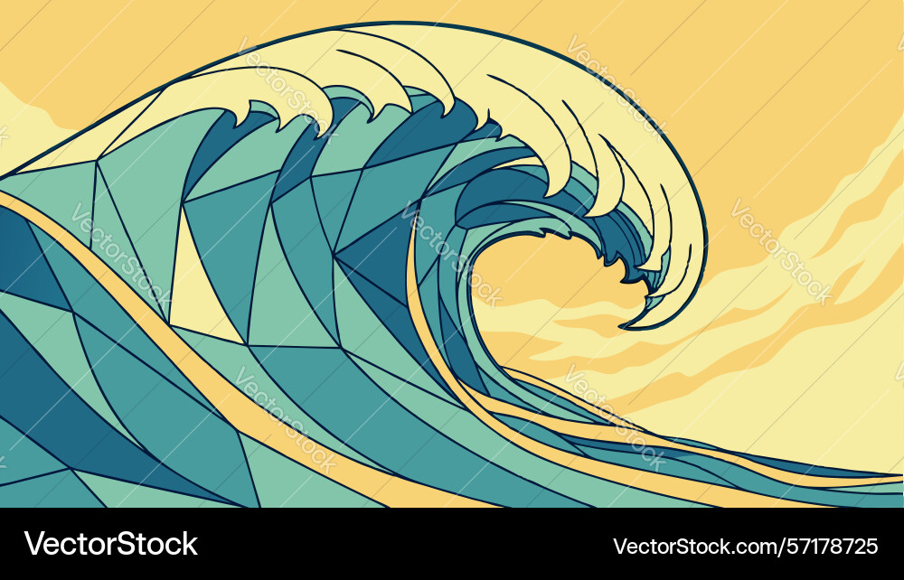 Dynamic ocean wave in abstract style powerful vector image