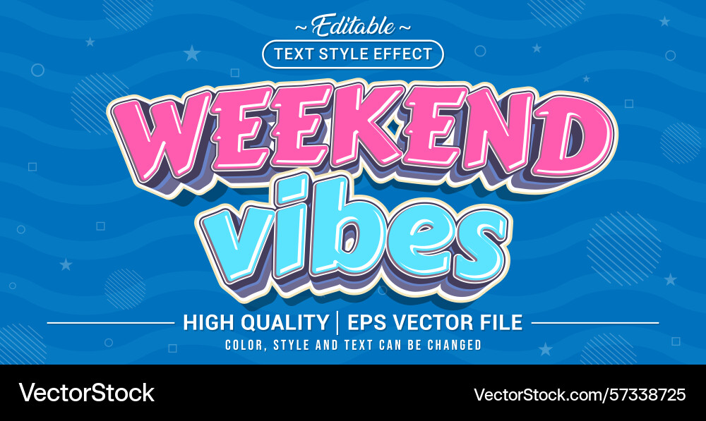Editable text effect with weekend vibes theme Editable text effect with weekend vibes theme vector image