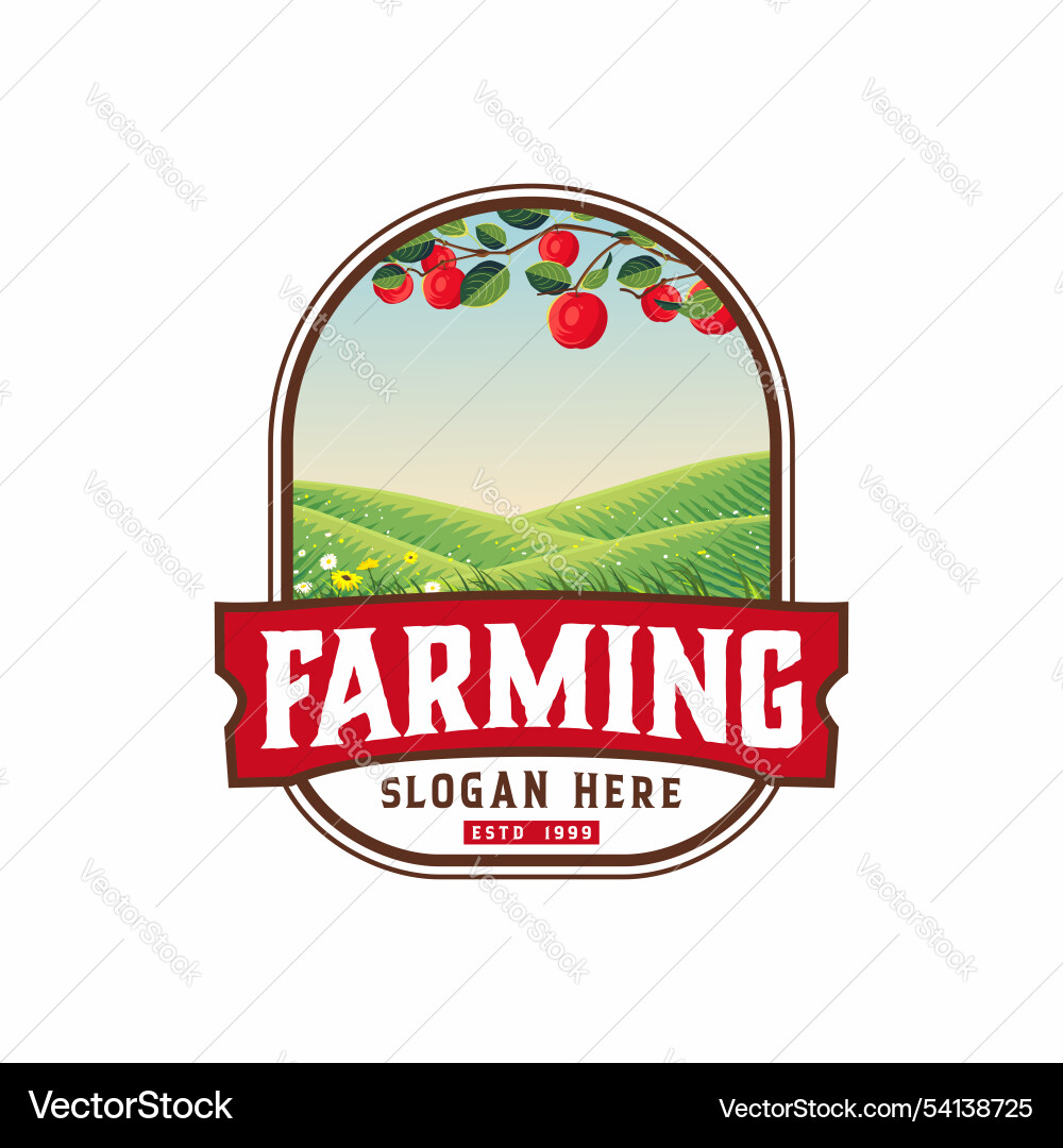 Ein Vintage-Logo mit Apfelbaum Ein Vintage-Logo mit Apfelbaum vektorbild