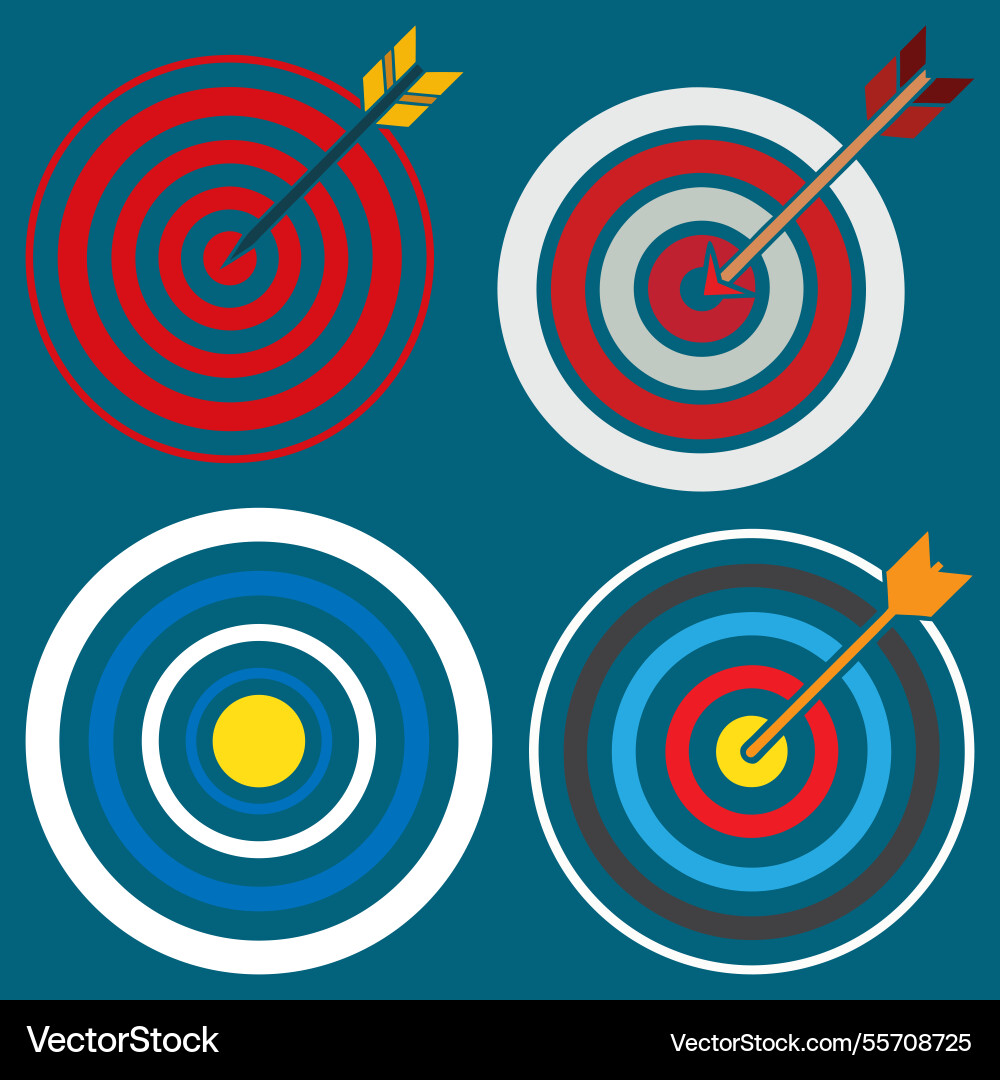 Four colorful target with arrows Four colorful target with arrows vector image