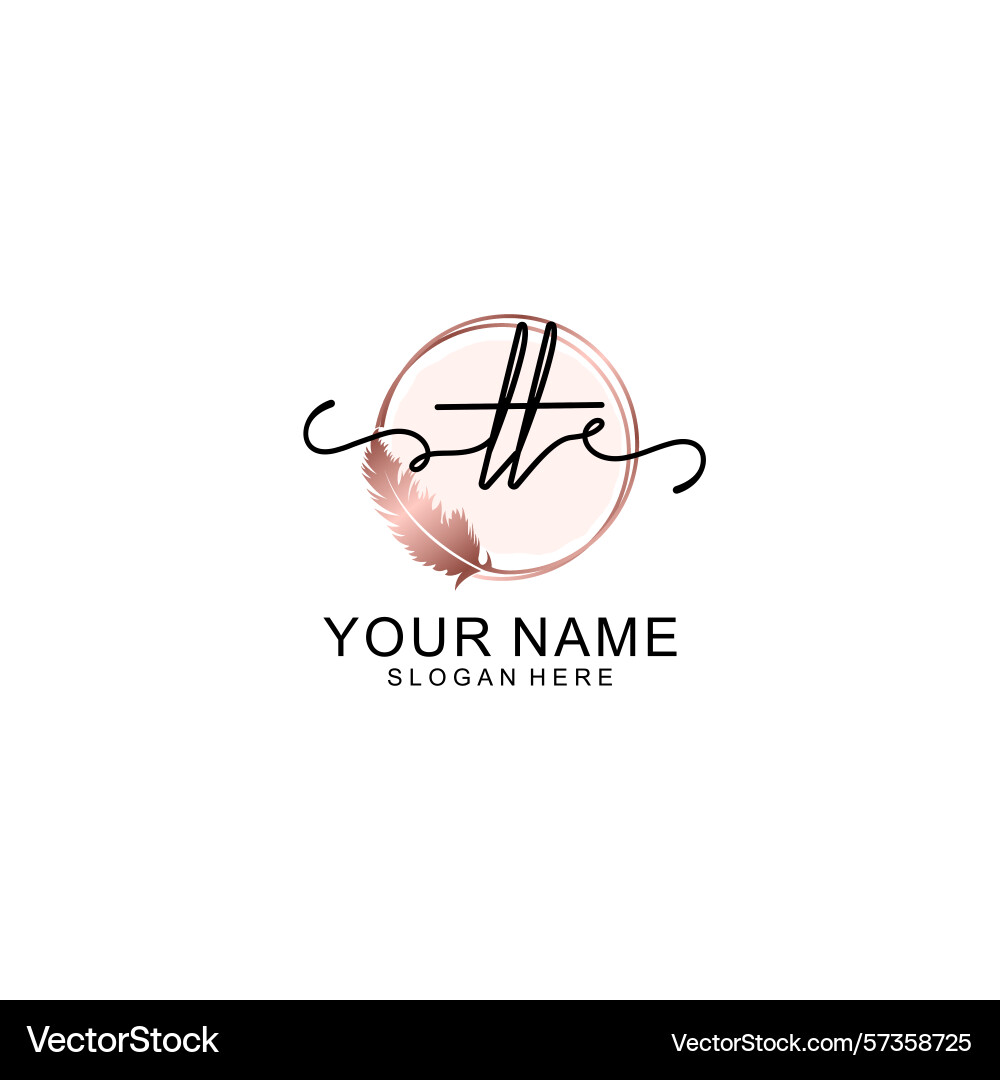 Handwritten tt initial logo with circle Vector Image