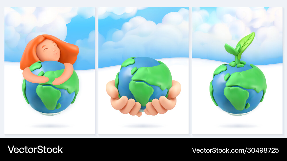 Planet retten - Natur und Ökologie 3D Vektorbild