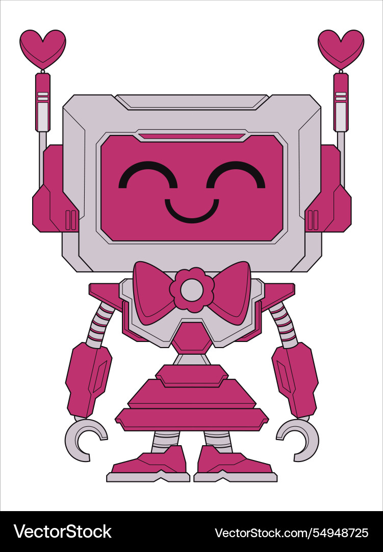 Robot girl character pink color smiling expression Vector Image