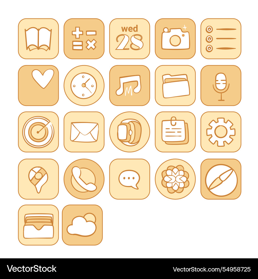 Set of interface icons settings clock calendar Set of interface icons settings clock calendar Vector Image