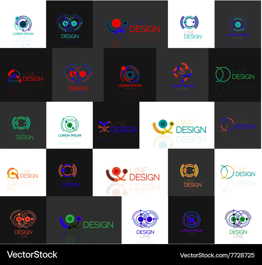 Set of linear abstract logos swirl circle Vector Image