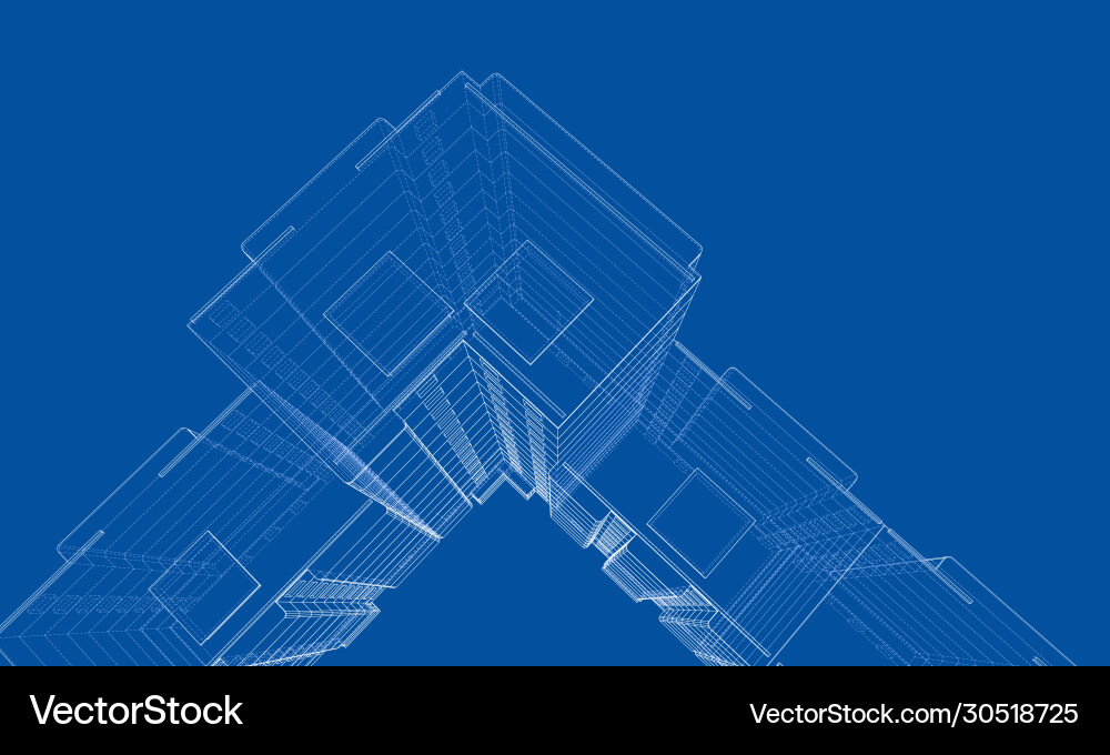 Wire-frame model a multi-storey building Wire-frame model a multi-storey building vector image