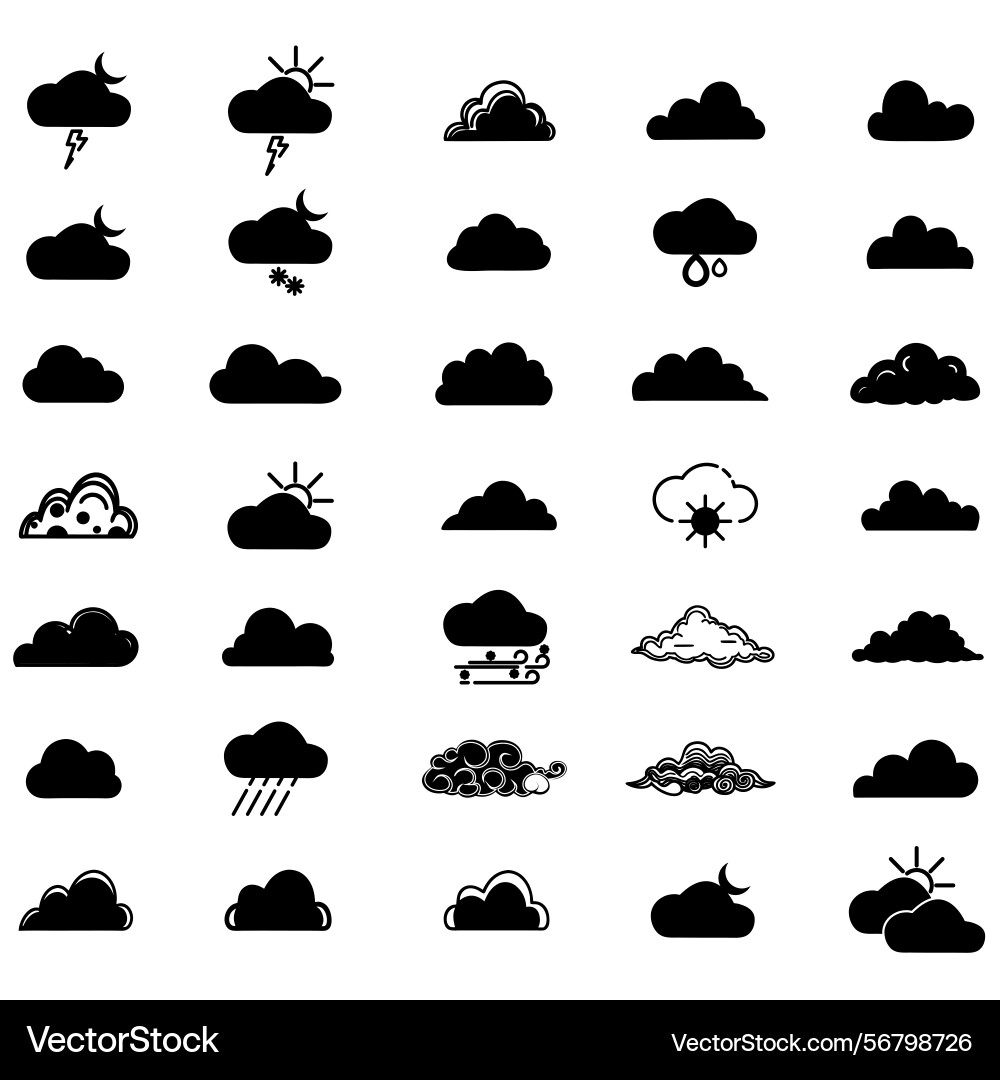 Clouds icons set of in different form vector image