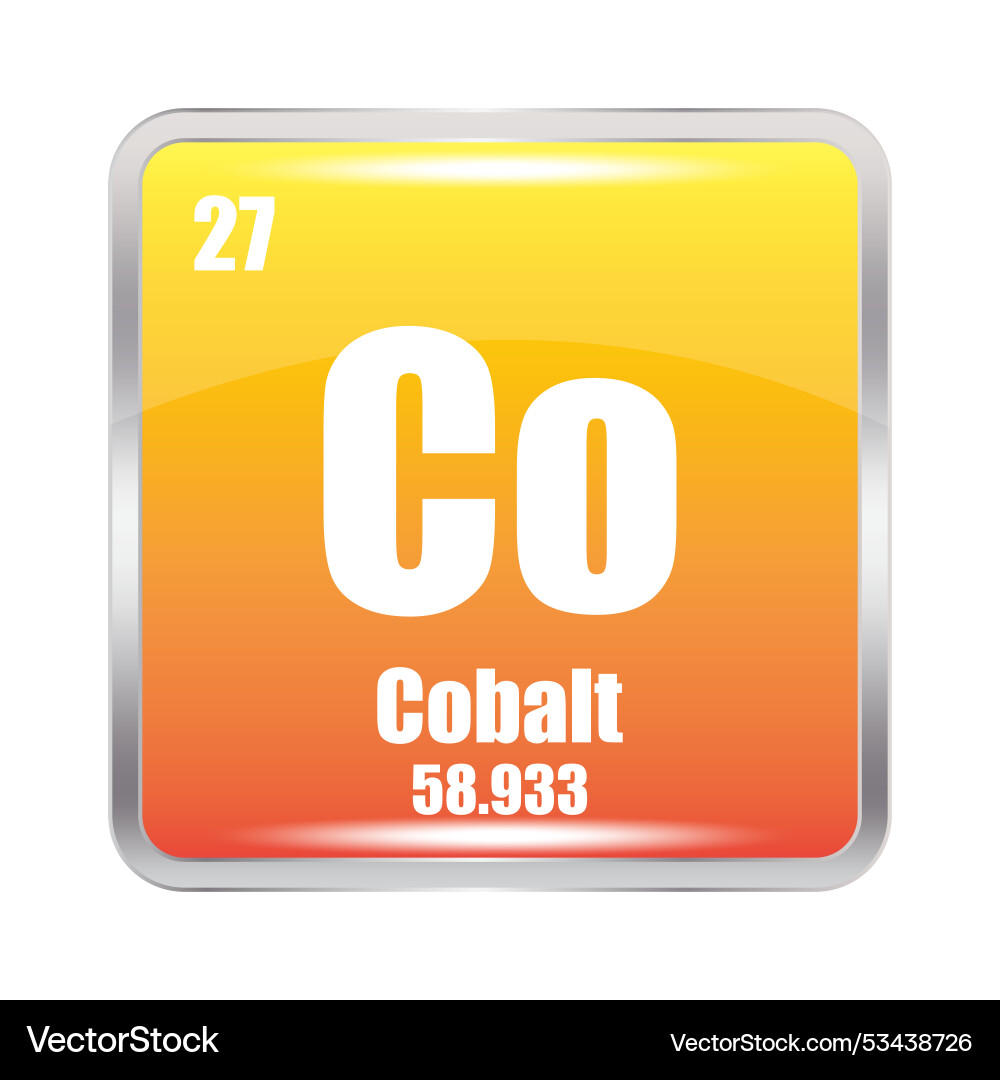 Cobalt element icon co symbol focus atomic number Vector Image