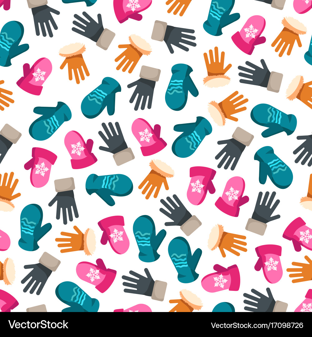 Colorful winter mittens seamless pattern Vector Image