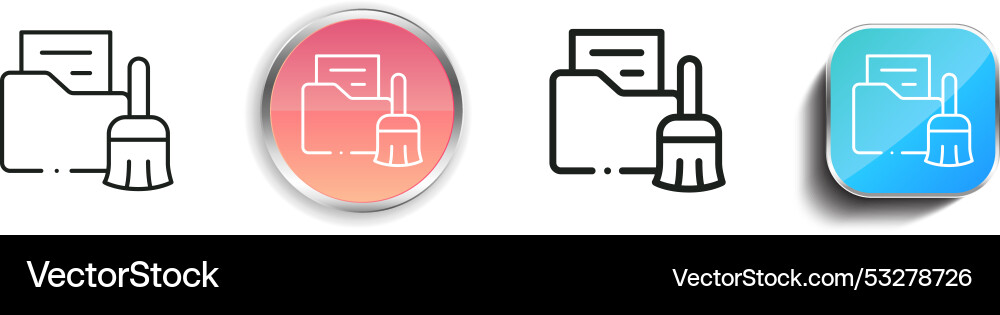 Data cleaning icon thin linear regular and button Vector Image