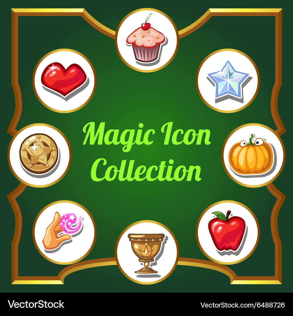 Magic icons set of different images vector image