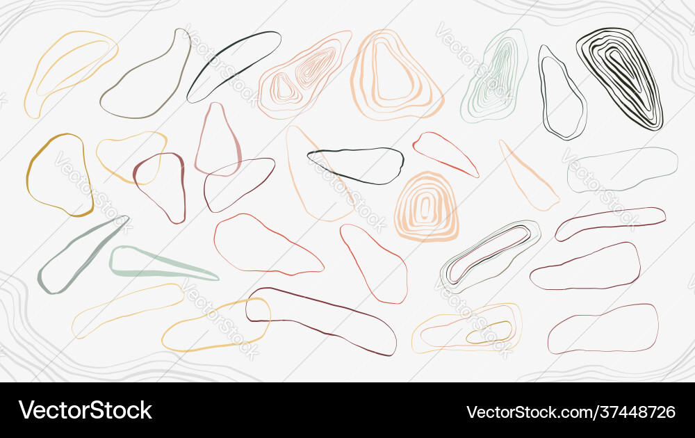 Set abstract bionic rounded linear shapes vector image