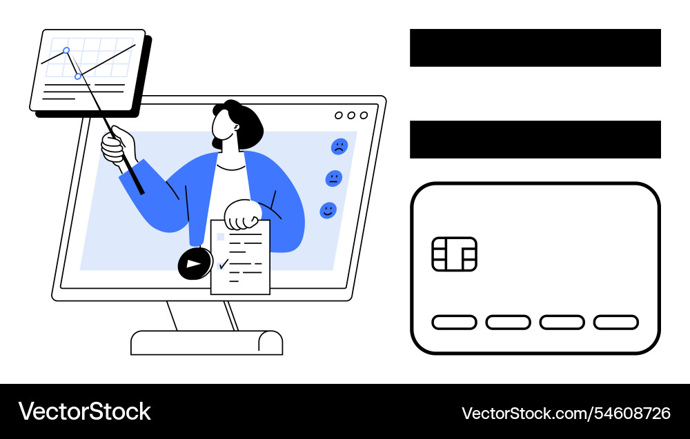 Virtual presentation with graph analysis Virtual presentation with graph analysis Vector Image