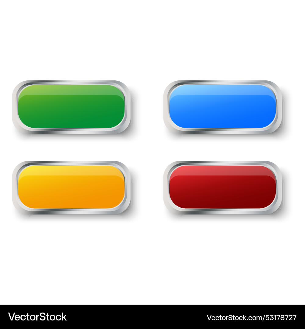 3d set with rectangular colored buttons 3d set with rectangular colored buttons vector image