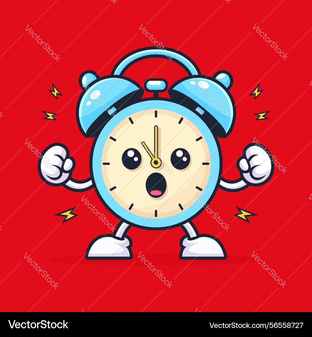 Alarm clock character flat vector image