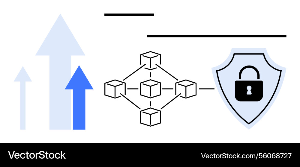 Blockchain security concept with network nodes Vector Image