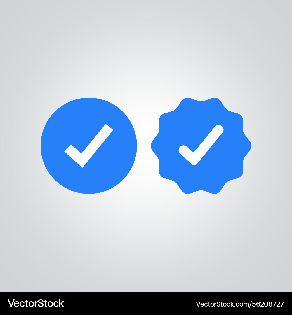 Blue verified badge in different shapes silver Vector Image