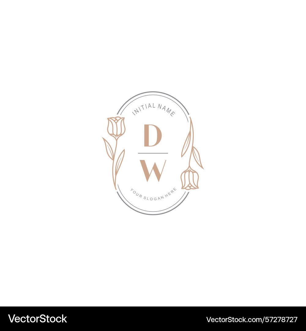Botanical monogram logos with initial dw Botanical monogram logos with initial dw Vector Image