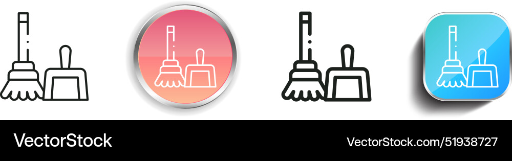 Broom icon thin linear regular and button style vector image
