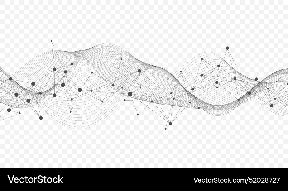 Connecting dots and lines with flowing wavy Connecting dots and lines with flowing wavy vector image