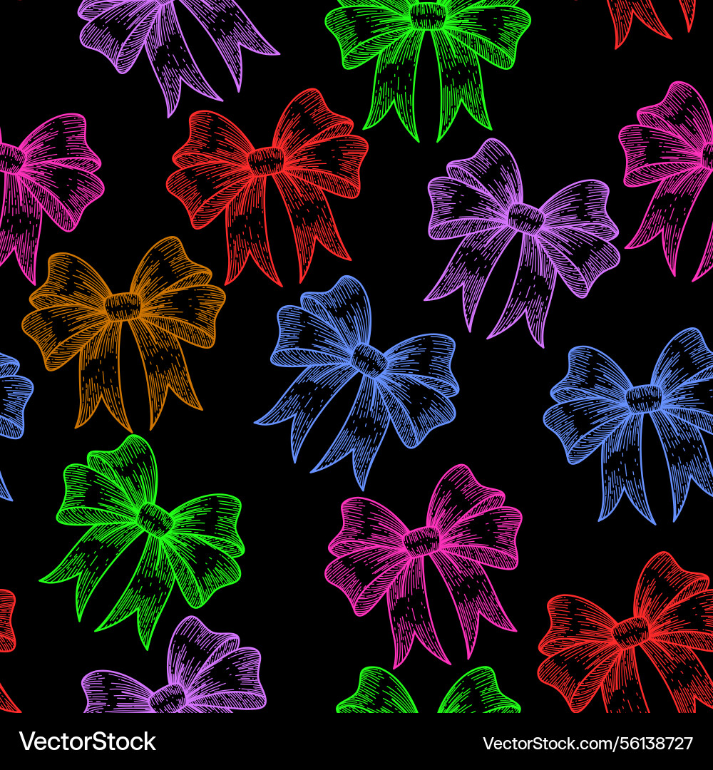 Neon bow seamless pattern background Vector Image