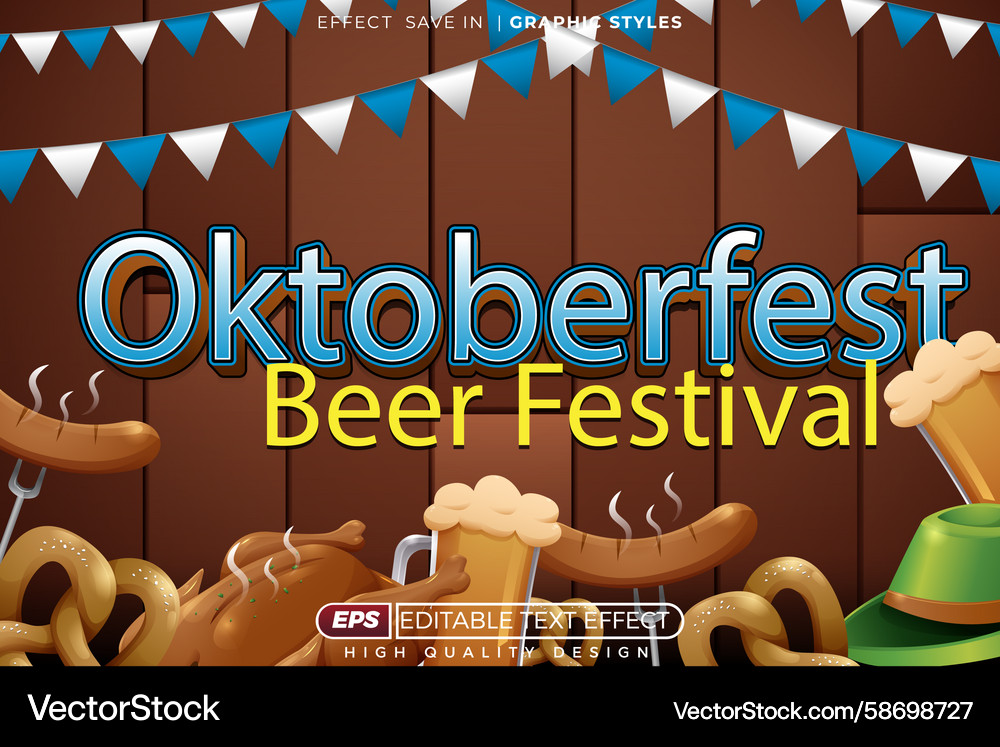 Oktoberfest 3d editable text effect with element Oktoberfest 3d editable text effect with element Vector Image