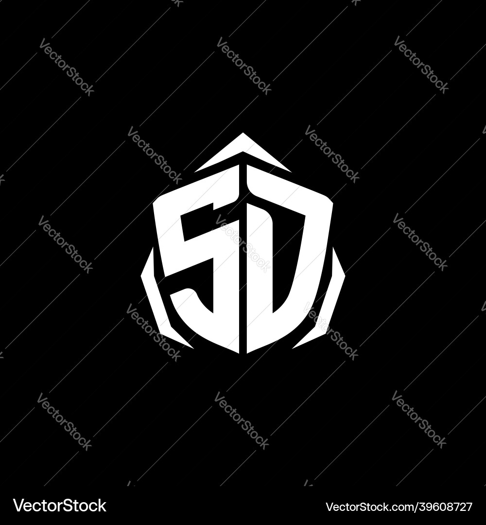 Sd monogram shield shape style Vector Image