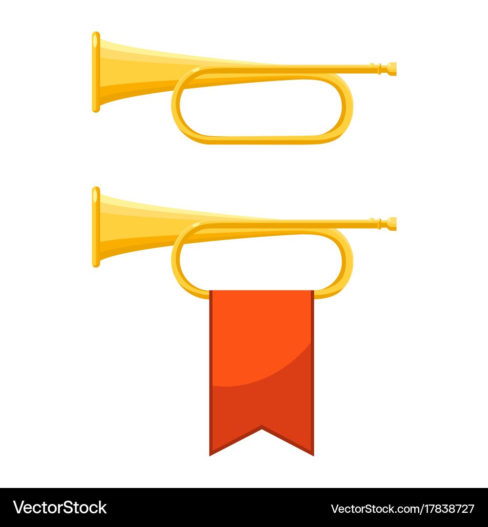 Set of icons bugles with flag vector image