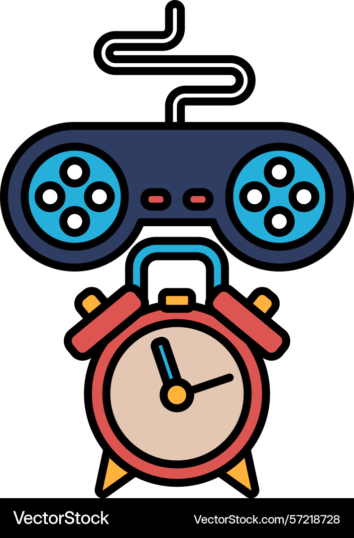A red alarm clock with controller on top A red alarm clock with controller on top vector image