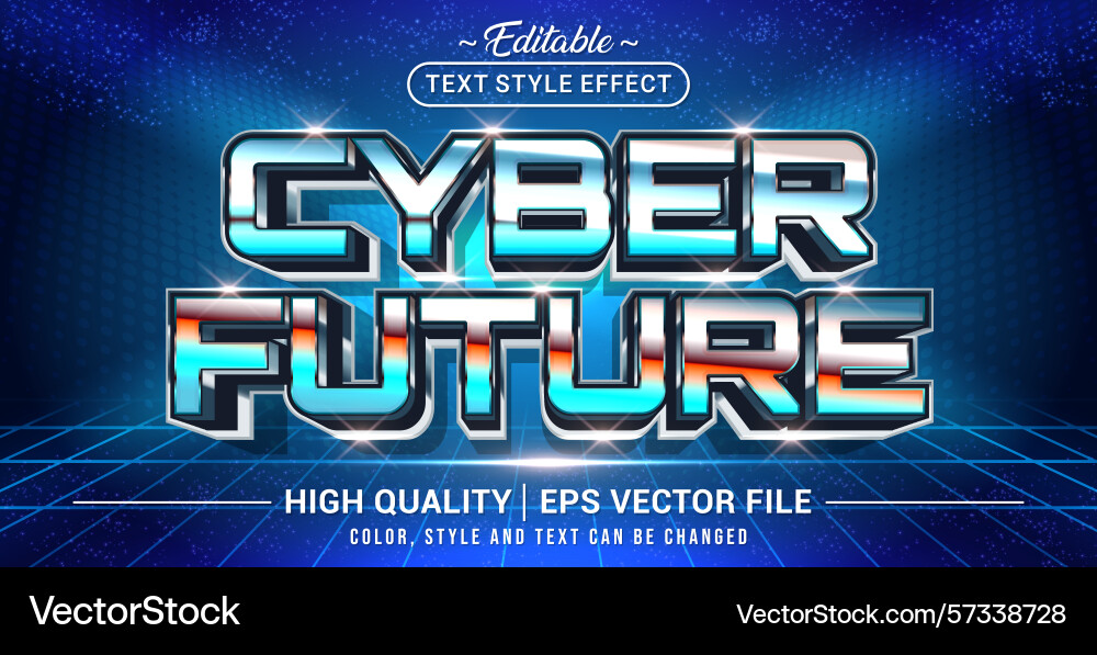 Editable text effect with cyber future theme Editable text effect with cyber future theme vector image