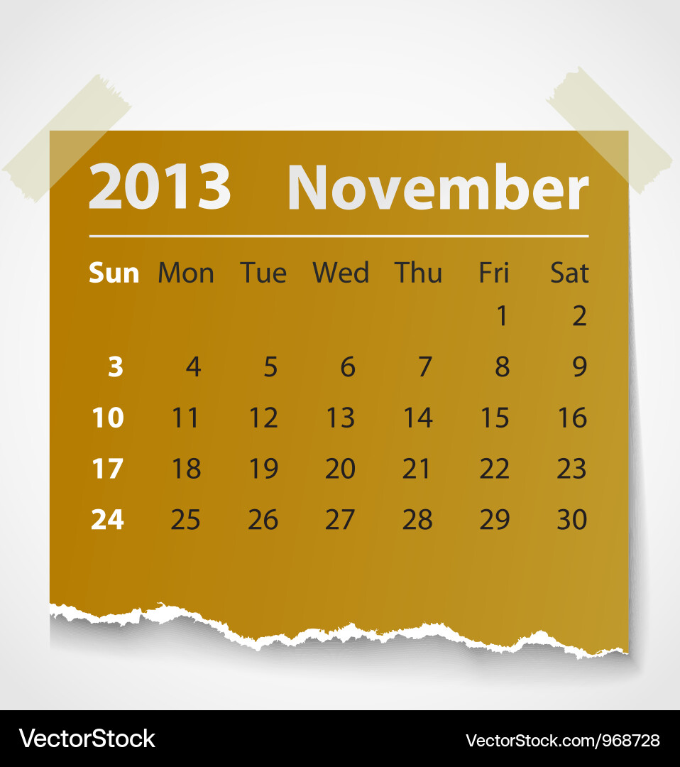 November 2013 Calendar - Torn Paper vector image