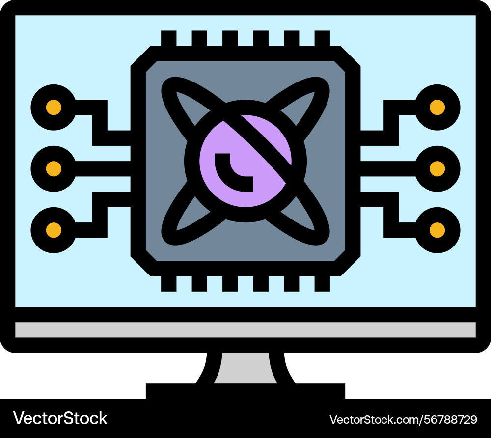 Algorithm Bildschirm Quanten Computer-Farb-Symbol Algorithm Bildschirm Quanten Computer-Farb-Symbol vektorbild