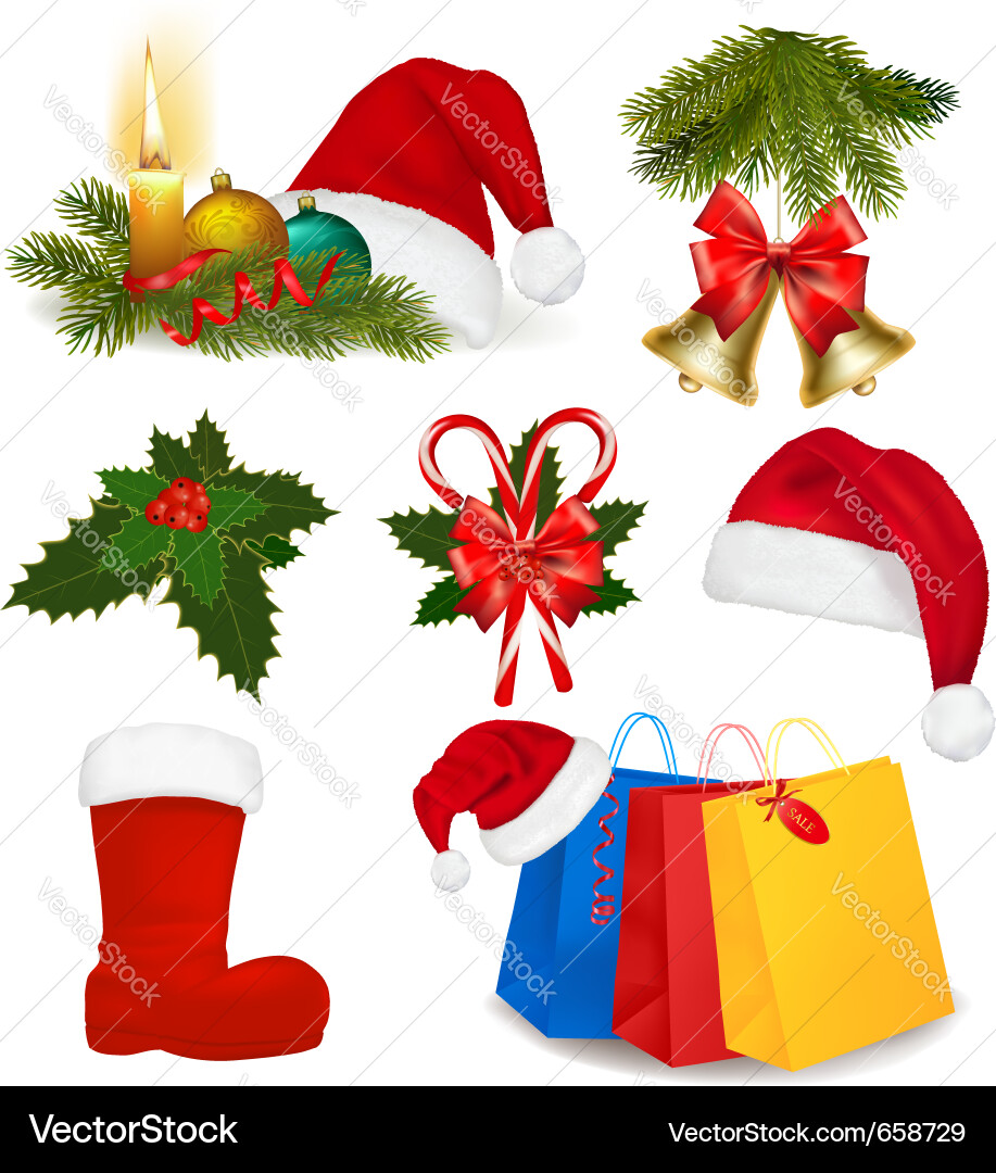 Christmas Objects Collection Vector Image