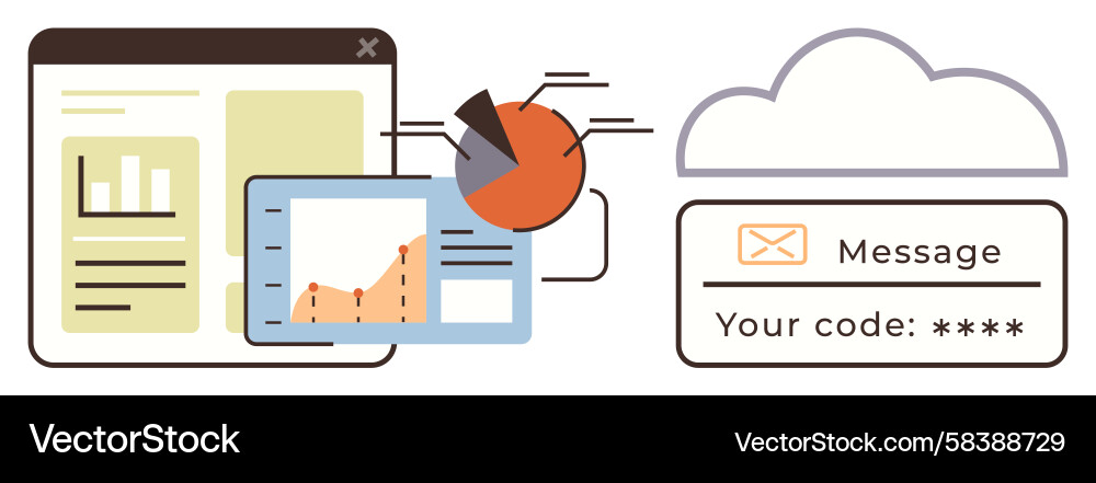 Cloud Data Analytics & Secure Messaging Vector Image