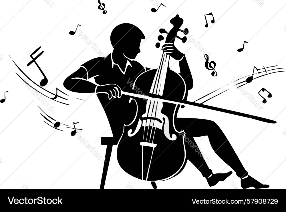 Dynamic cello player classical music performance Vector Image