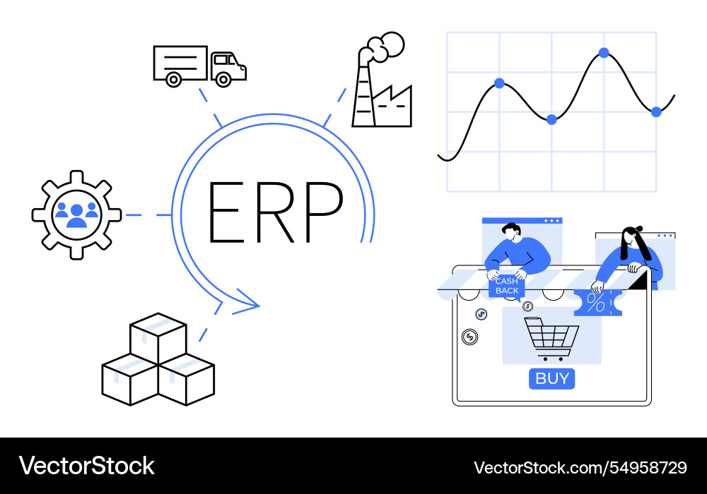 Erp system integration with analytics Erp system integration with analytics vector image