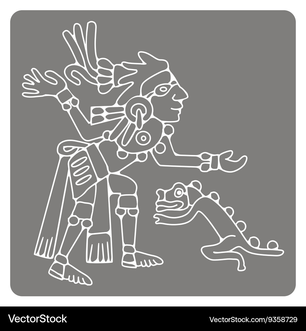 Monochrome icon with symbols from aztec codices Vector Image