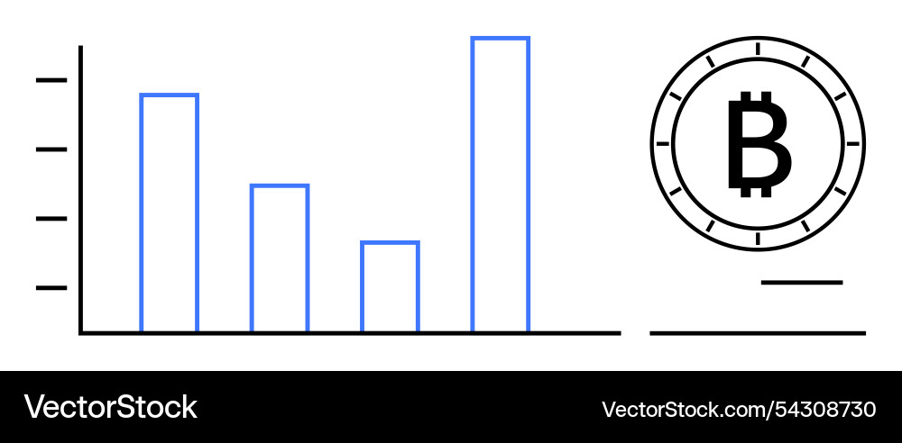 Bar chart analysis with rising bitcoin value Bar chart analysis with rising bitcoin value vector image