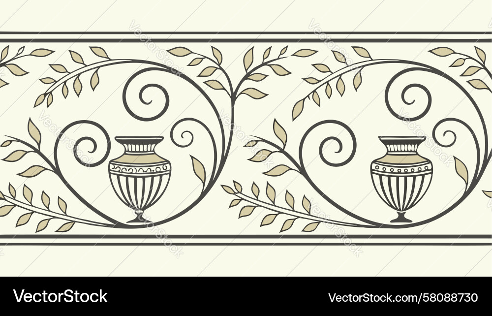 Classical Urn Scroll Border Vector Image