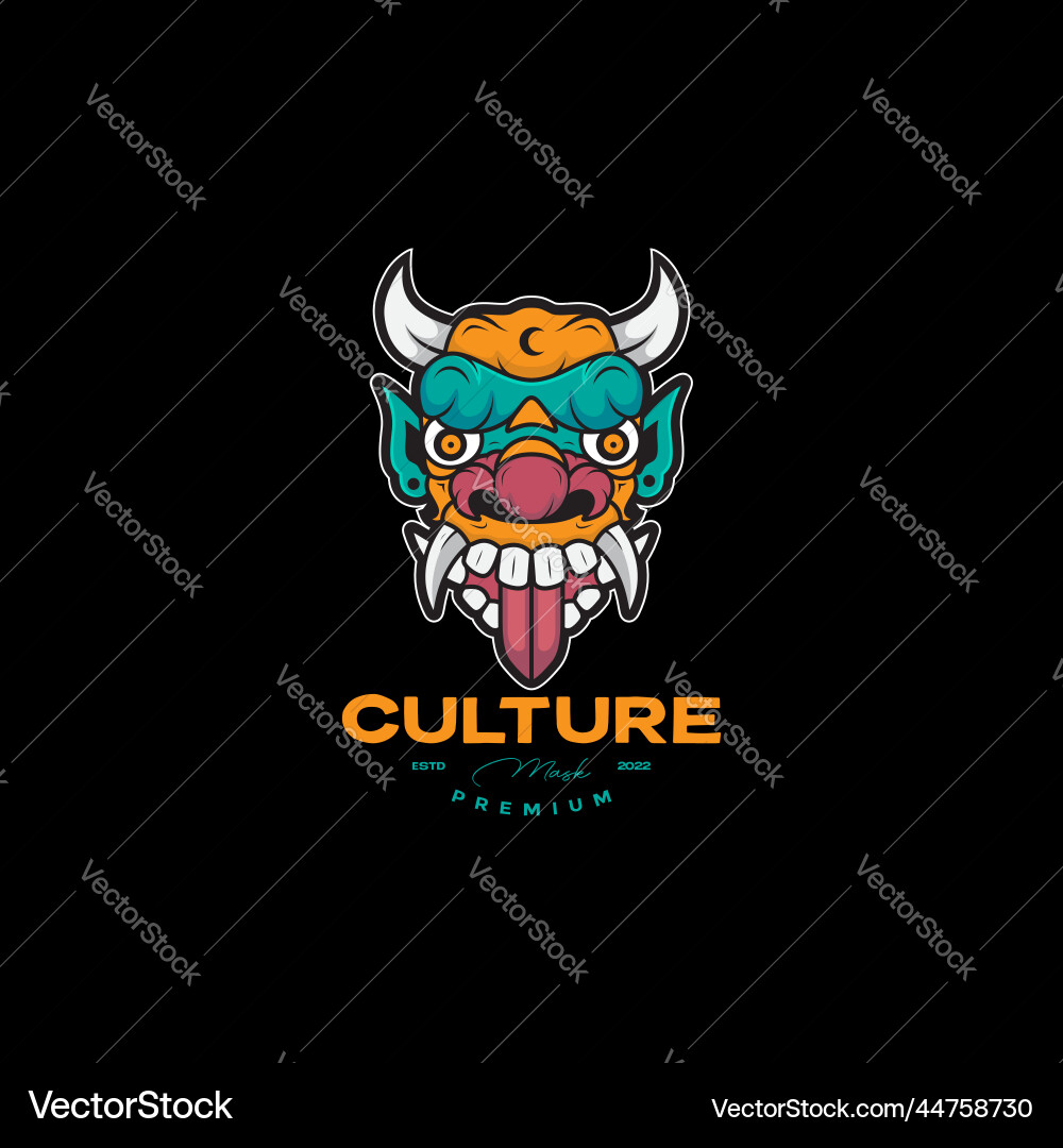 Culture mask barong bali abstract colorful logo Vector Image