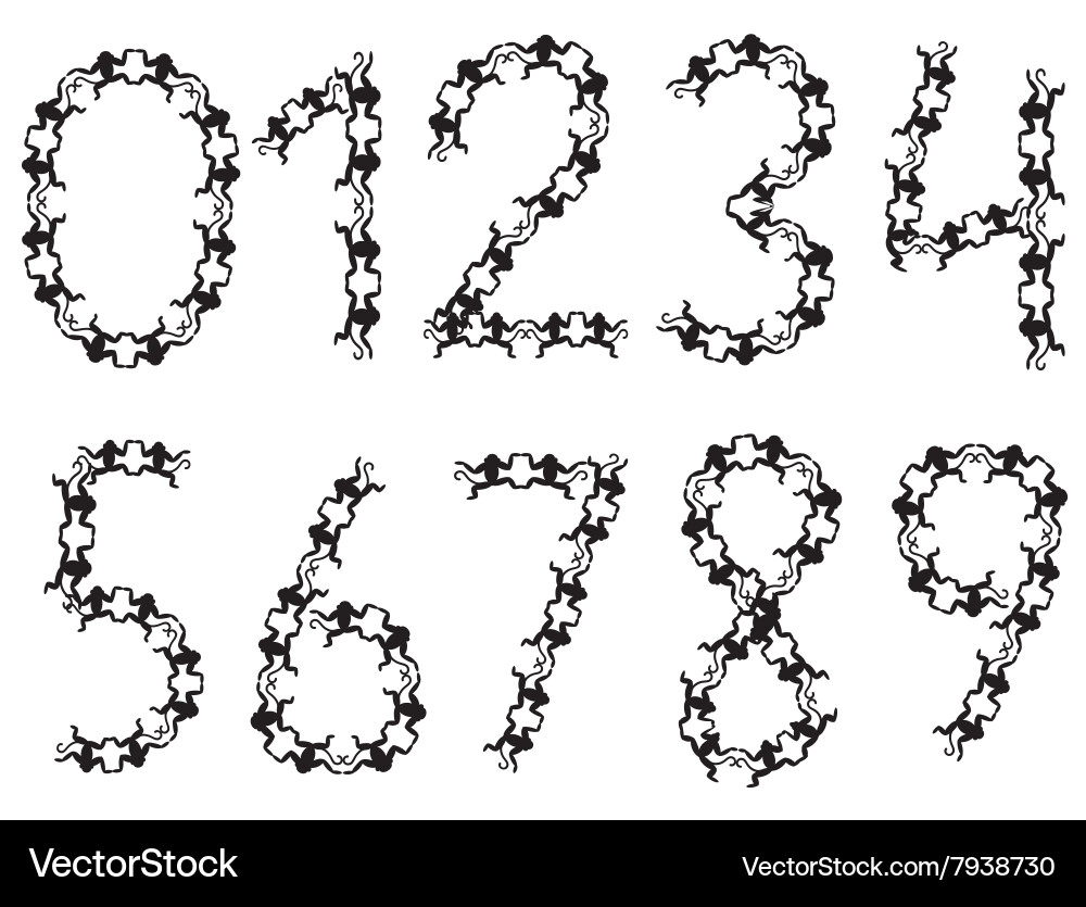 Digits from little monkeys vector image