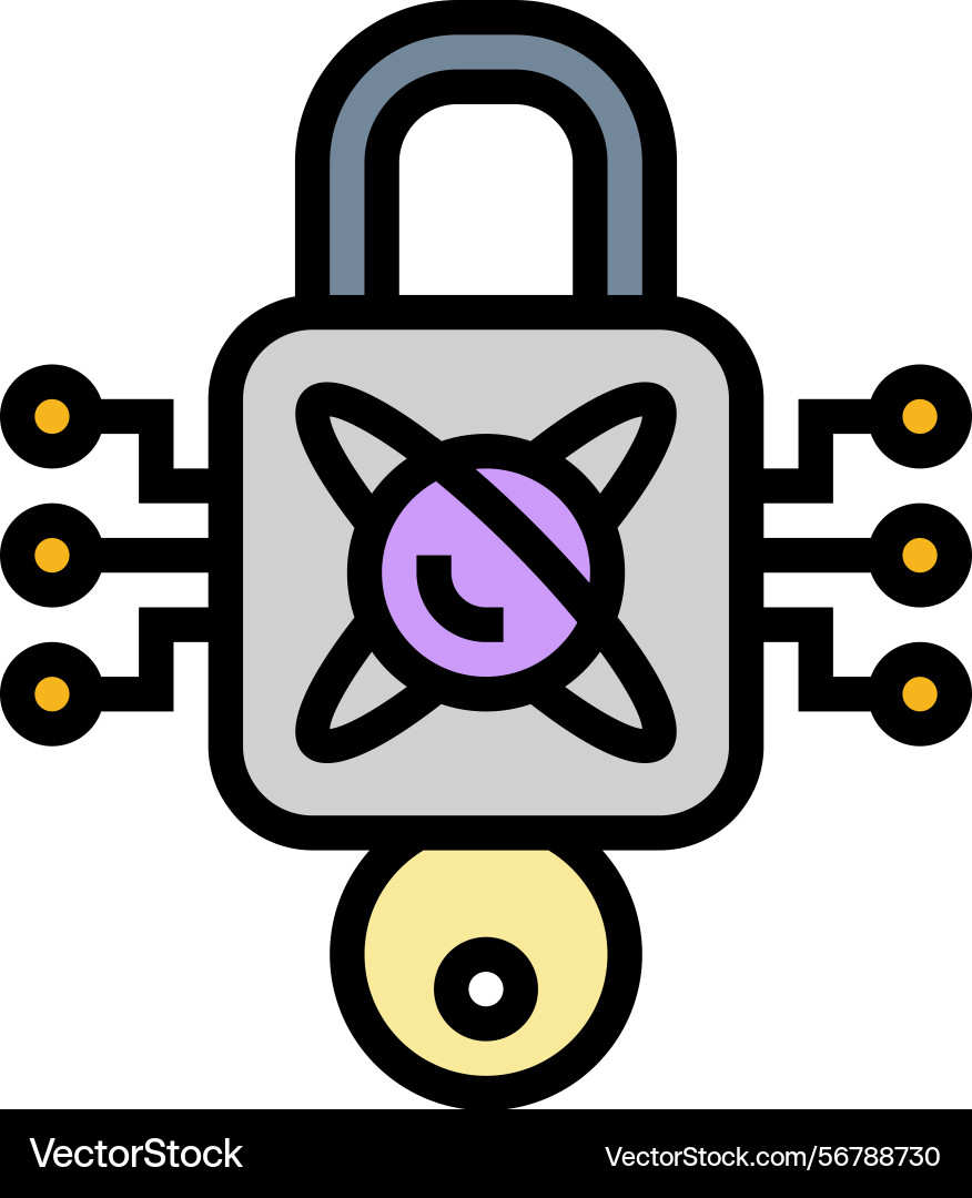 Encryption lock quantum computer color icon Encryption lock quantum computer color icon vector image