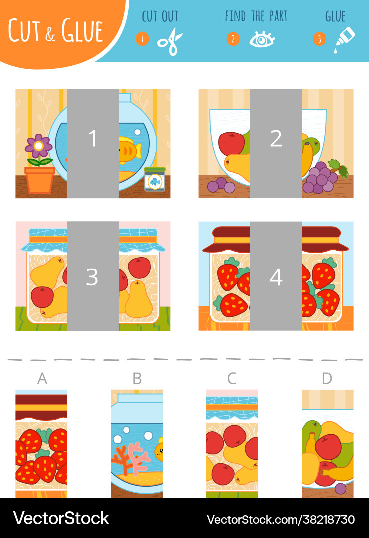Find right part ut and glue game Find right part ut and glue game vector image