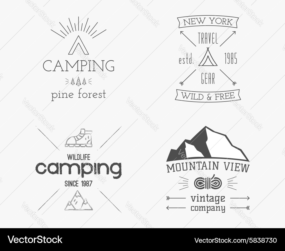 Forest Camp Badge Logo - Outdoor Adventure Vector Image