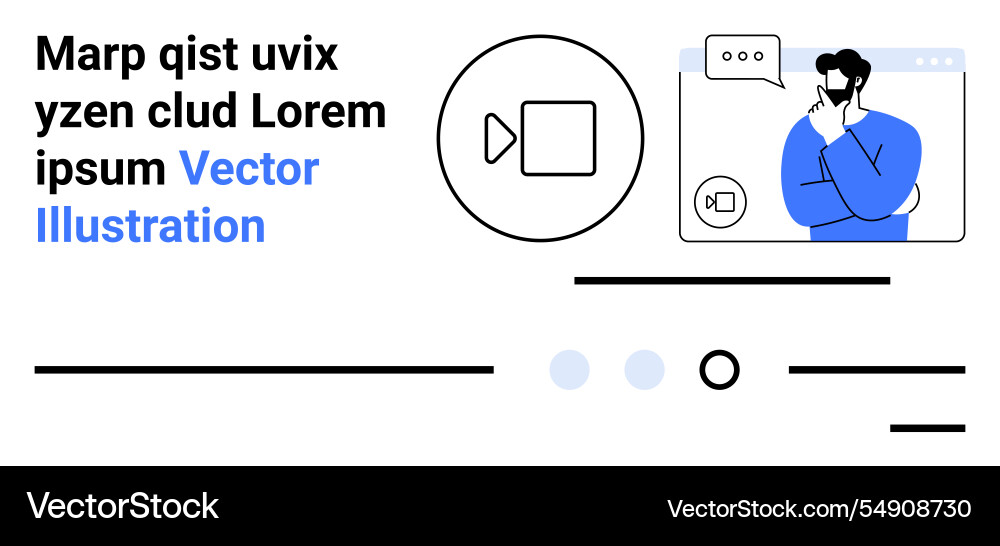 Online video communication interface with user Online video communication interface with user vector image